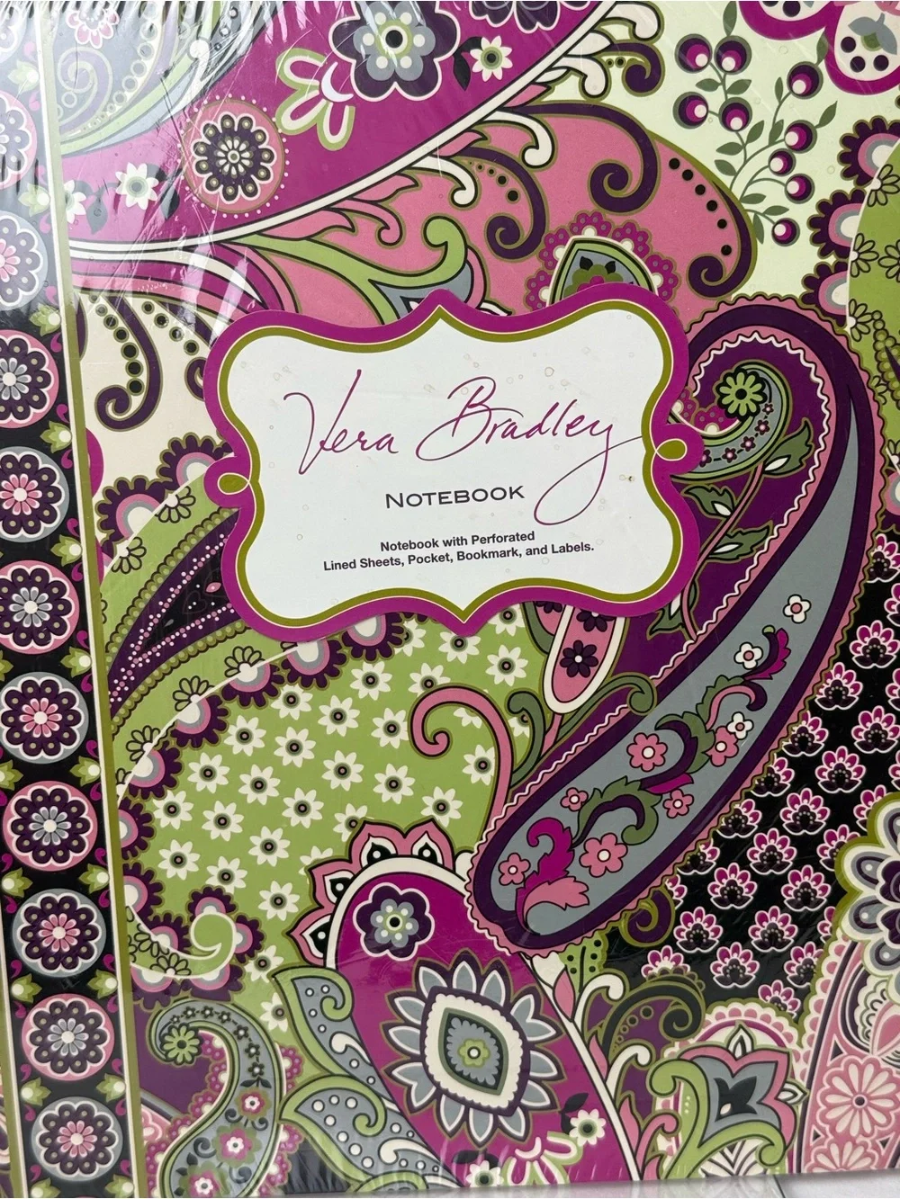 NWT Vera Bradley Very Berry Paisley Large Notebook with Labels RETIRED RARE New